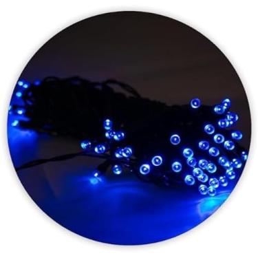 Imagem de Cordão De Lâmpadas Led Pisca 10 Metros 80 Lâmpadas Carregamento Solar Natal A Prova D'Água (Azul)