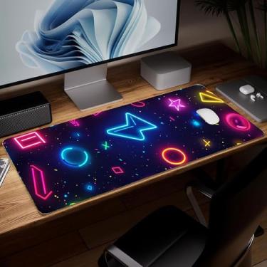 Imagem de Tapete de mesa minimalista de couro, mouse pad de arte colorida grande teclado de computador mousepad para jogos à prova d'água protetor e capa de mesa, tapete de mouse decorativo de couro PU para