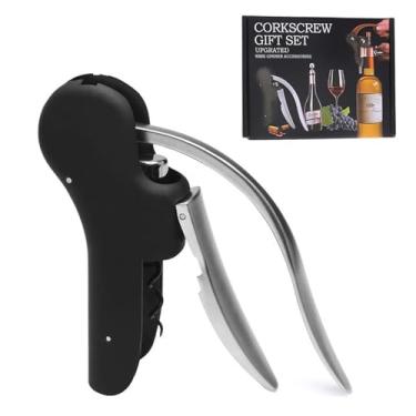 Imagem de Abridor de saca-rolhas de garrafa de vinho, abridor de garrafa de vinho, alavanca vertical manual, saca-rolhas com cortador de alumínio