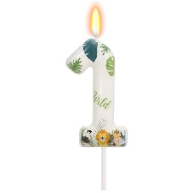 Imagem de Velas de animais selvagens, velas numéricas para bolo número 1, topo de bolo para vela temática safári na selva, decoração de aniversário, suprimentos para celebrações de aniversário (1)
