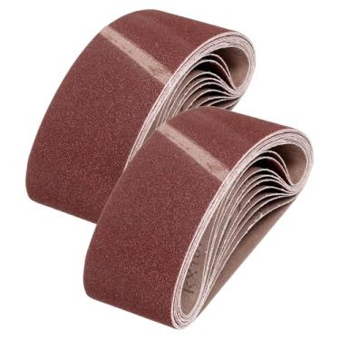 Imagem de HARFINGTON Correias de lixamento de 6 x 26 cm, 40 peças de lixa de óxido de alumínio de grão 40/60/80/120 para madeira, polimento de metal, afiador de facas