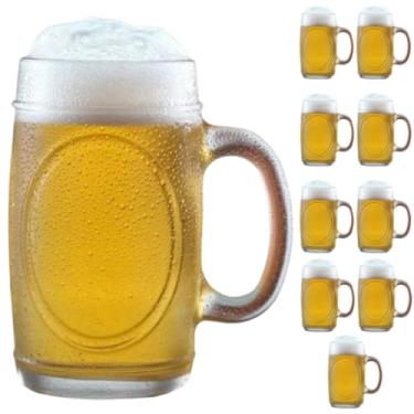 Imagem de Kit Com 6 Canecas De Vidro Chopp Cerveja Bar Restaurante Padaria 350 Ml(10 Unidades)
