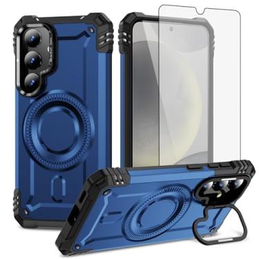 Imagem de Furiet Capa de celular para Samsung Galaxy S24/S25 5G com protetor de tela de vidro temperado, amortecedor rígido de 2 camadas, carregamento sem fio, suporte Magsafe, silicone macio híbrido para S 24