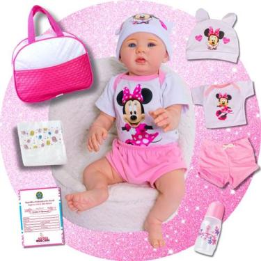 Imagem de Bebê Reborn Boneca Realista Abigail Minnie RecémNascida Bolsa Maternid