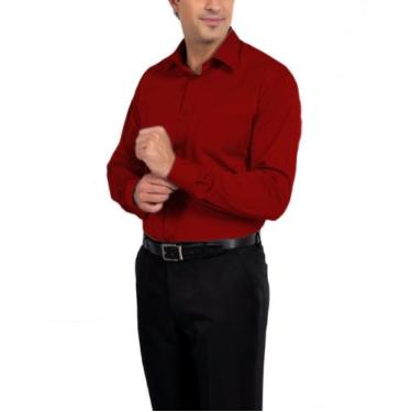 Imagem de Camisa Social Manga Longa 100% Microfibra Masculina Vermelha - Bom Pan