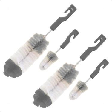 Imagem de 2 Kit Escovas Para Limpeza De Mamadeiras E Bicos Buba - Cinza