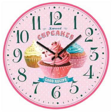 Imagem de Relógio De Parede 29cm Cozinha Decorativo Silencioso Pendulart (Cozinha34 - Cupcake)