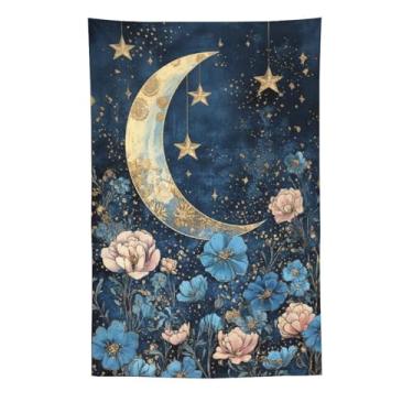 Imagem de Tapeçaria de Halloween assustadora bruxa no balanço árvore nua lua cheia pano de fundo escuro decoração de parede sala de estar quarto decoração de casa exclusivo tecido pendurado tapeçaria 152 x 232