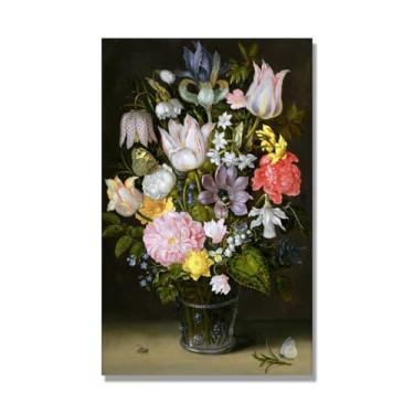 Imagem de NHLDZYH Quadro para cozinha - ainda vida vintage de flores - natureza morta em tela - decoração de parede romântica e acolhedora. C47. 40 x 64 cm. Apenas tela