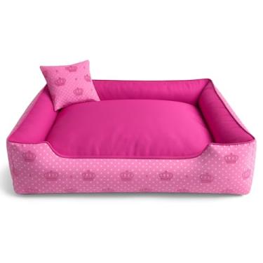 Imagem de Cama Pet Caminha para Cães e Gatos Para Pets "GRANDE" GG/EXG Lavável, Antialérgica e Confortável(ROSA COROA,GG - 70X60X18)