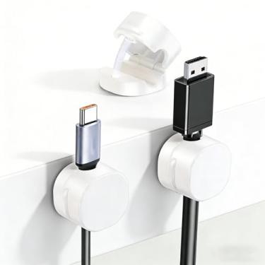 Imagem de DEOPXF Clipes De Cabo Forte Atração Magnética Adere Por Um Longo Tempo E Não É Fácil De Cair Organizador De Cabo Abertura De 7,5 Mm Compatível Com A Maioria Dos Fios(Branco)