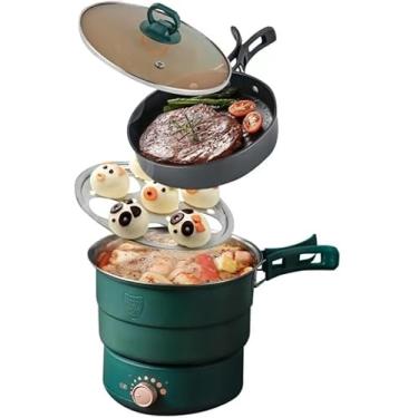 Imagem de Panela Elétrica Dividida Plegável Multifuncional Frigideira de Caldo Vaporizador Arrozier Máquina Sopa Ferro Aquecer Águ