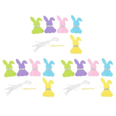 Imagem de Coelho banner decoração bonito feltro coelho banner feliz páscoa guirlanda para festa em casa pendurado na parede decoração do jardim material durável feltro 15 peças