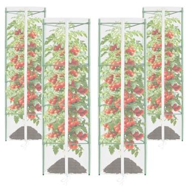 Imagem de ZeeDix Rede de pássaros para gaiola de tomate de jardim, pacote com 4, gaiola de malha de jardim, árvore frutífera, arbusto, mirtilo, trepadeira, rede de cobertura, rede de jardim, persiana de caça