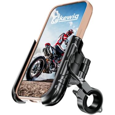 Imagem de Kewig Suporte de telefone de motocicleta com base de montagem de liga de alumínio [compatível com câmera] [1s trava e liberação] suporte de celular para guidão de bicicleta scooter quadriciclo, serve