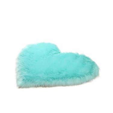 Imagem de Tapete na sala de estar tapetes grandes de pelúcia em forma de coração antiderrapante quarto moderno tapete decoração de quarto (azul claro, 60 x 70 cm)