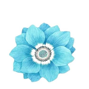 Imagem de Algodão Memórico, Tapete Coral Rebote, Flor, Sala de Estar, Mesa de Chá, Tapete Rastejante, Quarto e Banheiro (Azul Brilhante, 60 x 60 cm)