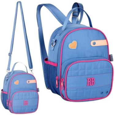 Imagem de Rebecca Bonbon Lancheira Térmica Infantil com Forro Térmico, 2 em 1 Mochila e Bolsa Transversal, Material Reforçado, P/Escola Viagem Passeio, Meninas (Azul)