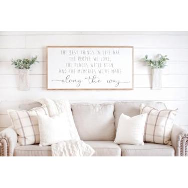Imagem de Pôster de parede rústico The Best Things In Life Letreiro em tela arte inspiradora cartaz decoração de parede impressões pintura pintura arte quarto casa fazenda decoração sem moldura