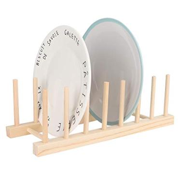 Imagem de Generic Rack de Secagem de Pratos de Madeira Suporte Escorredor de Pratos Ecológico para Utensílios de Cozinha, Rack de Armazenamento para Tábuas de Corte, Portátil e Leve, para Uso Doméstico