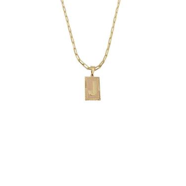 Imagem de Cordão 50Cm Masculino Feminino Pingente Letra J Banhado Ouro