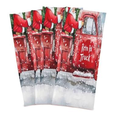 Imagem de xigua Conjunto de 4 toalhas de prato de cozinha de caminhão vermelho antigo em aquarela, macias e altamente absorventes de secagem rápida para limpeza de pratos e limpeza manual, 71 x 45 cm