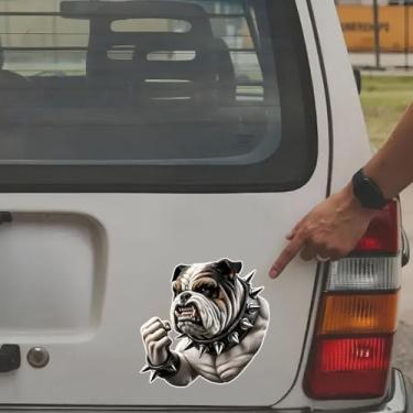 Imagem de Adesivos de carro buldogue pacote com 2 – decalques de vinil à prova d'água 14 x 14 cm, adequado para carros, motocicletas, laptops, janelas, capacetes, paredes A009