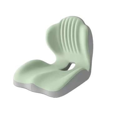 Imagem de LizhSynergy Almofada ergonômica de espuma viscoelástica com suporte lombar, corretor de postura para cadeira de escritório (verde acinzentado)
