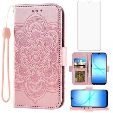 Imagem de Asuwish Capa de telefone para Samsung Galaxy A17 5G capa carteira com protetor de tela de vidro temperado e couro PU flip porta-cartão de crédito suporte cordão acessórios de celular A 17 17A 4G