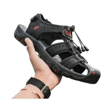 Imagem de Sandálias De Couro Masculinas De Verão, Respiráveis, Casuais, Para Pra