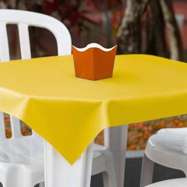 Imagem de Kit 10 Toalhas Mesa Plástico Perolizada - Kit Toalha Amarela