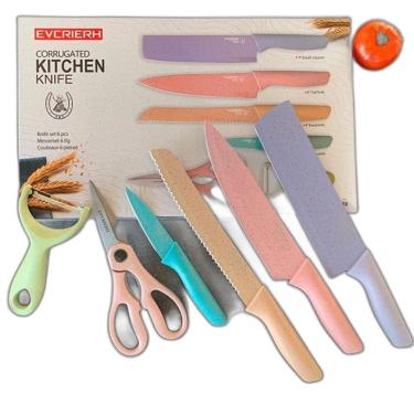 Imagem de Conjunto De Facas Chef Em Aço Inox Coloridas E Top Tesoura