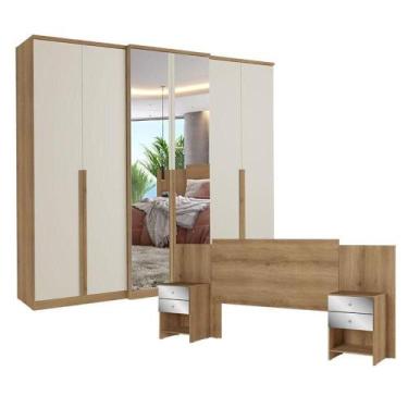 Imagem de Guarda Roupa Casal Valência 6 Portas Full Glass Capuccino Off White Co