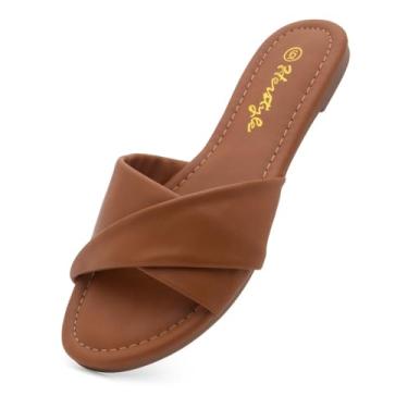 Imagem de Herstyle Sandálias rasteiras femininas 2025 – Sandálias deslizantes confortáveis | Sandálias casuais de verão acolchoadas sem cadarço com bico aberto para praia, viagens e uso diário, Bronzeado, 36