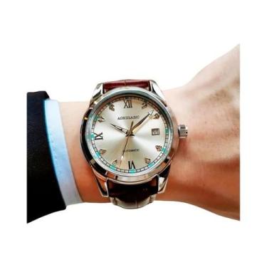 Imagem de Relógio Mecânico Masculino Com Pulseira De Couro, Mostrador De Data, C