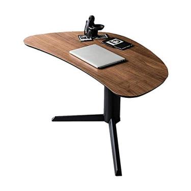 Imagem de Mesa de computador, escritório em casa, mesa de computador, quarto, mesa de jogos, canto arredondado, design de moagem vários (nogueira) 150 72 75 cm