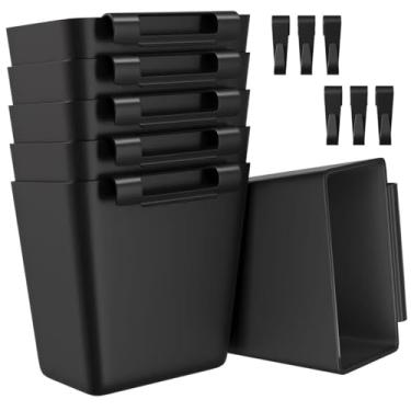 Imagem de Pacote com 6 acessórios para carrinho de mão, suporte de copo de plástico preto para organizador de carrinhos utilitários, acessórios para carrinhos de rodinhas com 6 suportes de copo e 6 ganchos para