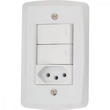Imagem de Conjunto 4x2 com 2 Interruptores Paralelos 10 A 250 V e 1 Tomada 2P+T 20 A 250 V Tramontina Lux2 Branco