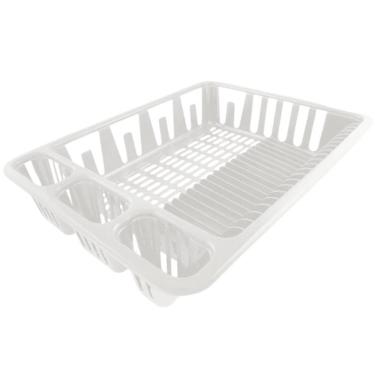 Imagem de Escorredor De Louças Com Organizador De Pratos Lateral Livre De Bpa Plasvale Branco