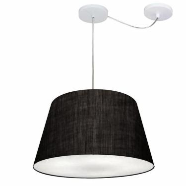 Imagem de Lustre Pendente Cone Com Desvio De Centro Vivare Md-4279 Cúpula Em Tecido 30x40cm - Bivolt Preto 127/220v