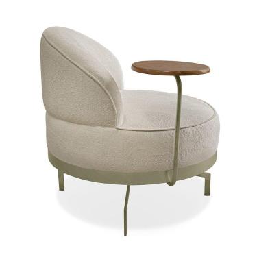 Imagem de Poltrona Sala De Estar Base Giratória Dourada Aura Bouclê S04 - D'rossi Cor Bege