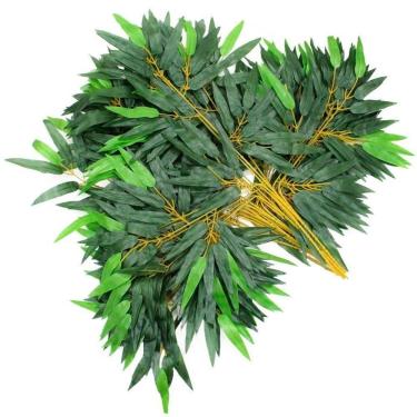 Imagem de 12 Ramos Decoração Arranjo Bambu Artificial Planta Decorativa Plástico 12 Galhos Cada 57cm