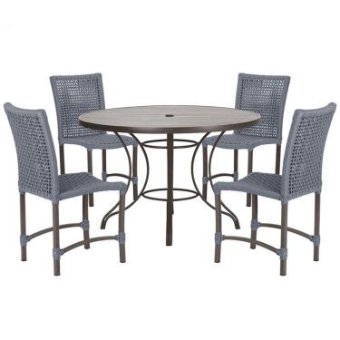 Imagem de Mesa Ascoli 4 Cadeiras Cannes De Alumínio Trama Prata