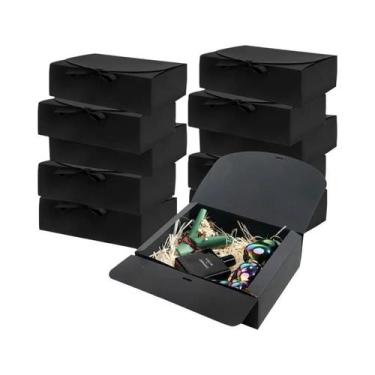 Imagem de Caixa De Presente Preta Com Tampa E Fita 4/8PC Para Festa, Proposta De