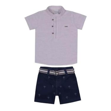 Imagem de Conjunto Bebê Menino Camisa + Bermuda Sarja Paraiso Rf 13961-Masculino