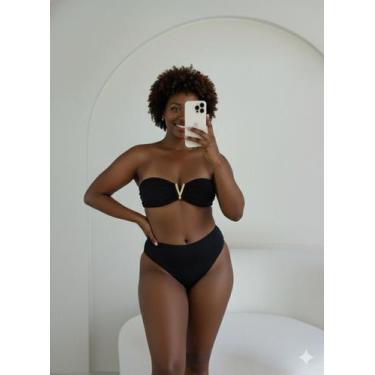 Imagem de Biquini Plus Size Flora Com Decote em V - Propia, Preto, GG