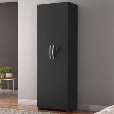 Imagem de Armário Multiuso 2 Portas 4 Prateleiras Leini Preto Tx - Pnr Móveis, P