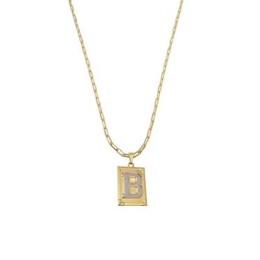 Imagem de Cordão 45Cm Masculino Feminino Pingente Letra B Banhado Ouro