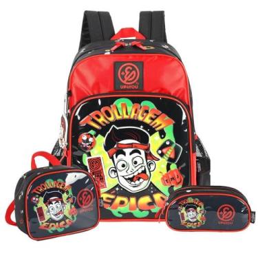 Imagem de Kit Mochila Enaldinho Costas Lancheira E Estojo Triplo Kids - Enaldinh