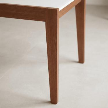 Imagem de Mesa Flyp de Jantar 120x80 Sem Vidro Tampo Off White Pés Madeira Maciç